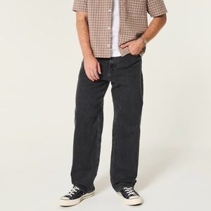 Hollister Men Washed Black Baggy Jeans 30 x 30